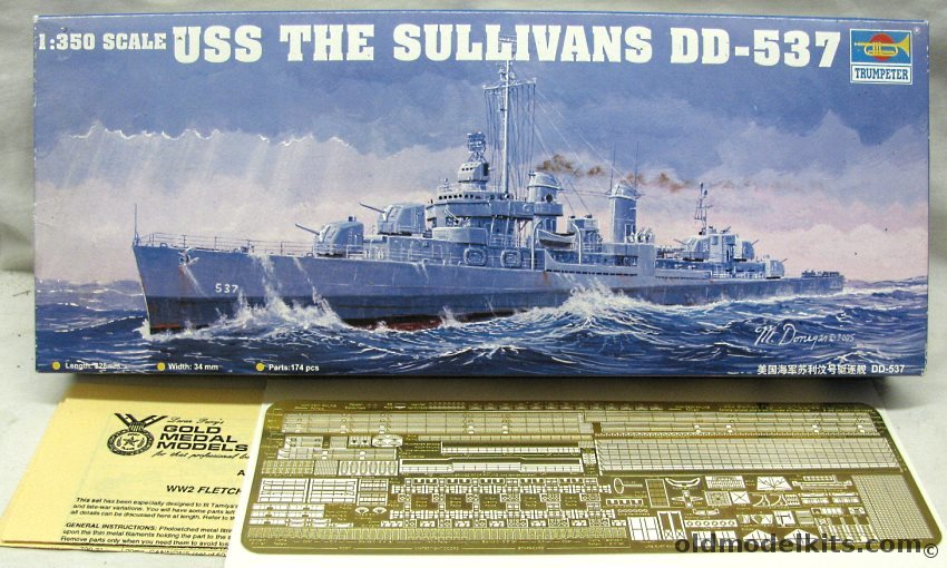 Trumpeter 1/350 USS The Sullivans DD537 Destroyer With Gold Medal Models PE, 05304 plastic model kit